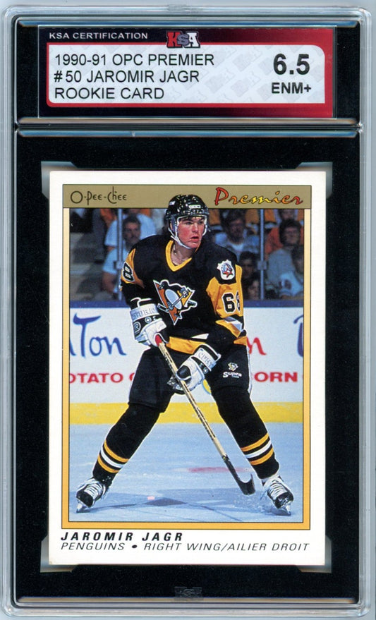1990/91 OPC O-Pee-Chee Premier Jaromir Jagr Graded Hockey Rookie Card KSA 6.5