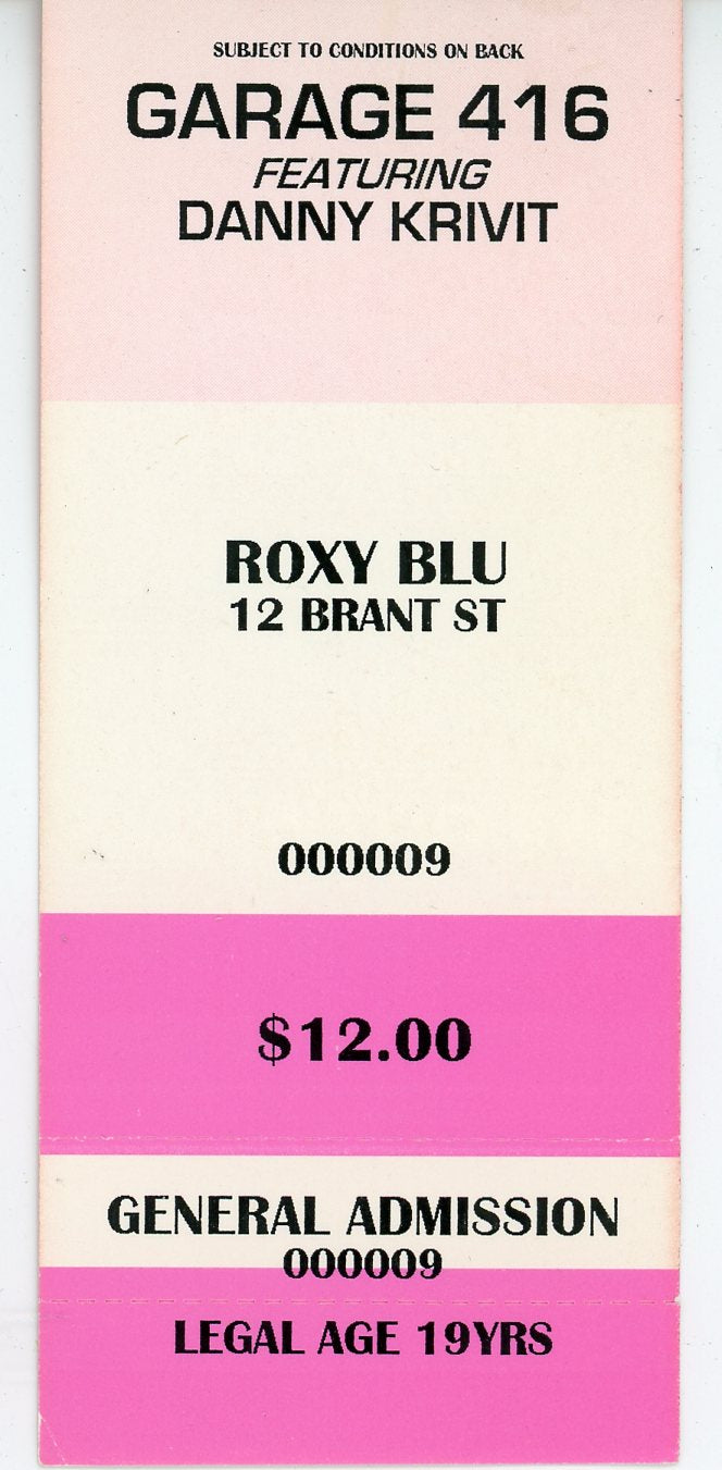 Garage 416 Vintage Concert Ticket Stub Roxy Blu (Toronto)