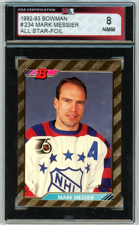 1992/93 Bowman Mark Messier #234 All Star Foil Graded Hockey Card KSA 8