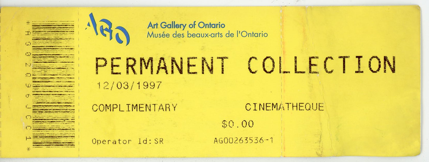 Permanent Collection Art Gallery of Ontario Vintage Pass 1997