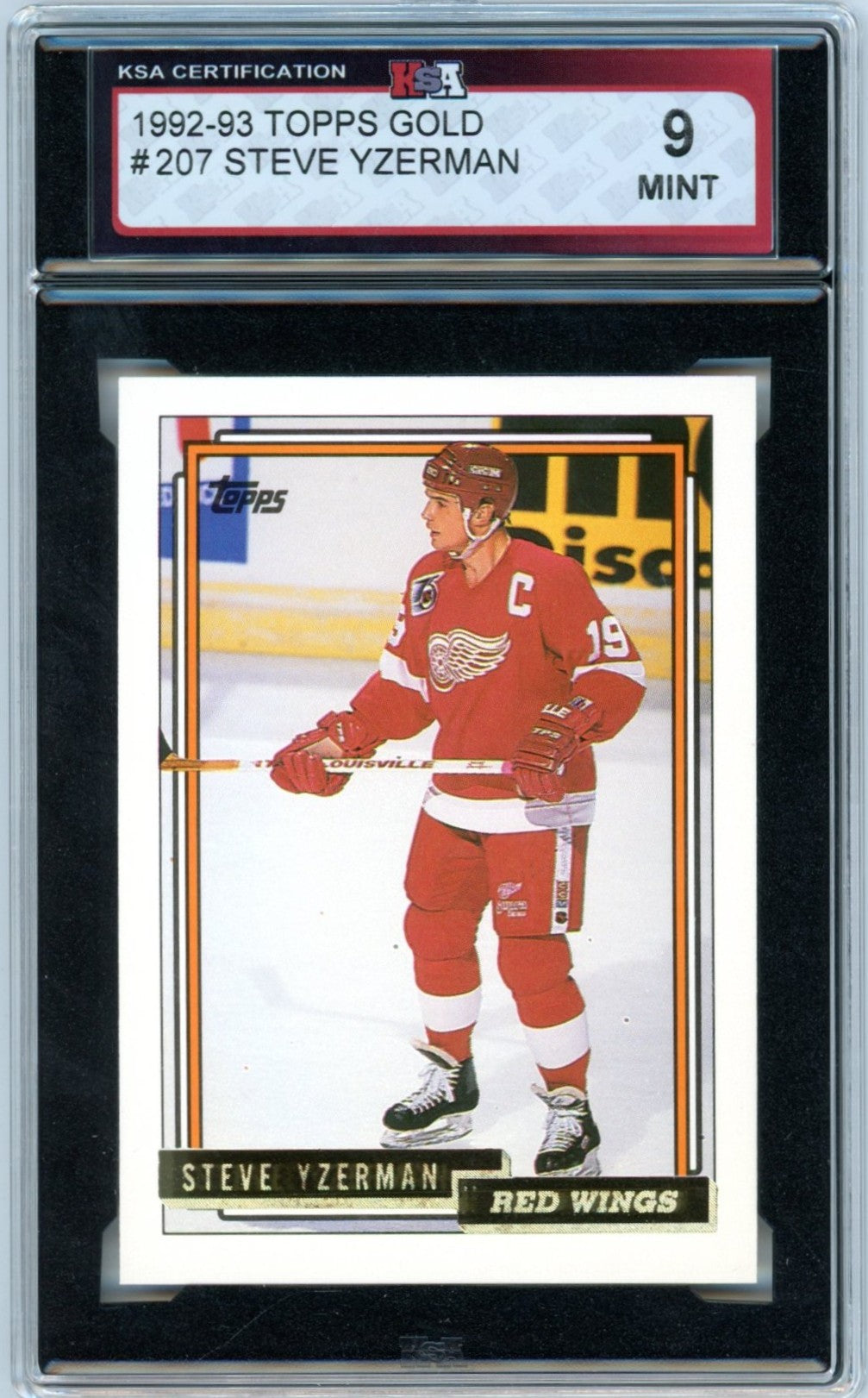 1992/93 Topps Gold Steve Yzerman #207 Graded Hockey Card KSA 9