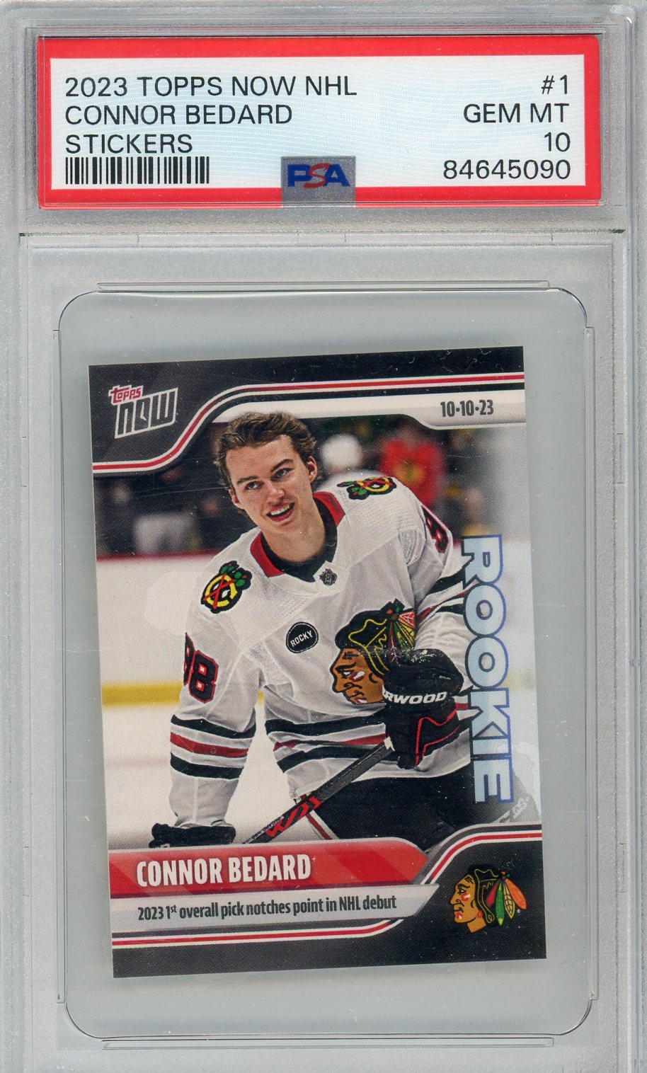 2023 Topps Now NHL Connor Bedard Graded Rookie Card #1 PSA 10