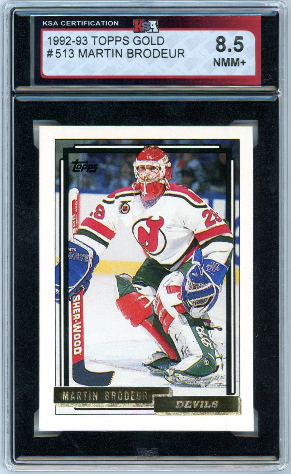 1992/93 Topps Gold Martin Brodeur #513 Graded Hockey Card KSA 8.5