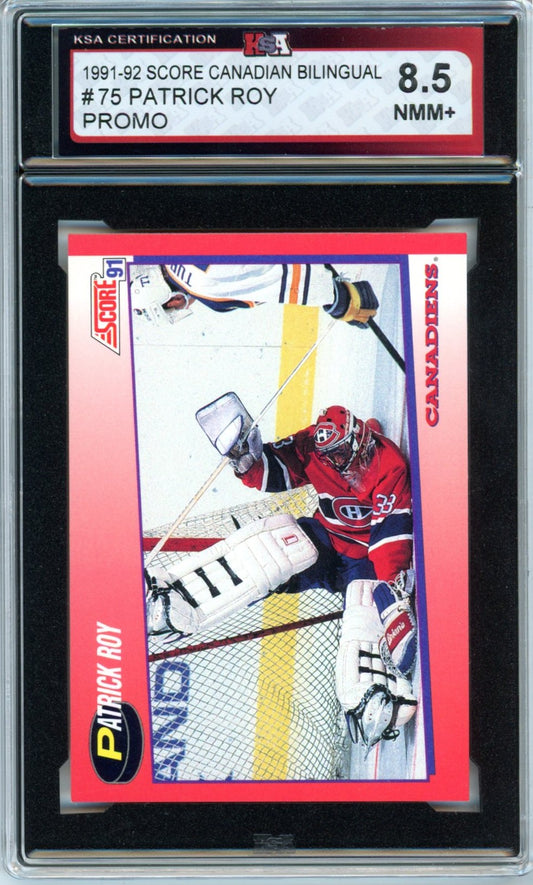 1991/92 Score Canadian Bilingual Patrick Roy #75 Promo Graded Hockey Card KSA 8.5