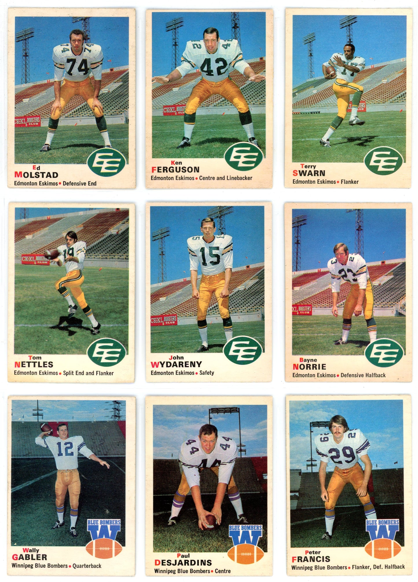 1970 OPC O-Pee-Chee CFL Football Complete Set (115 Cards) EX+ Marked Checklist