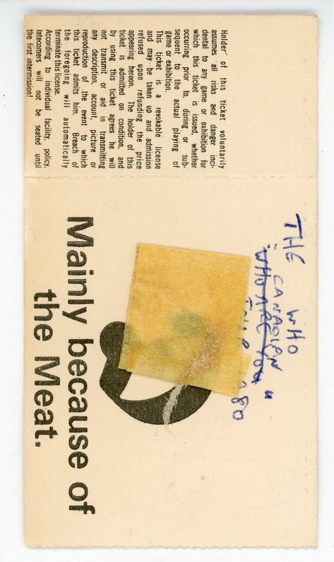 The Who Vintage Concert Ticket Maple Leaf Gardens (Toronto, 1980)