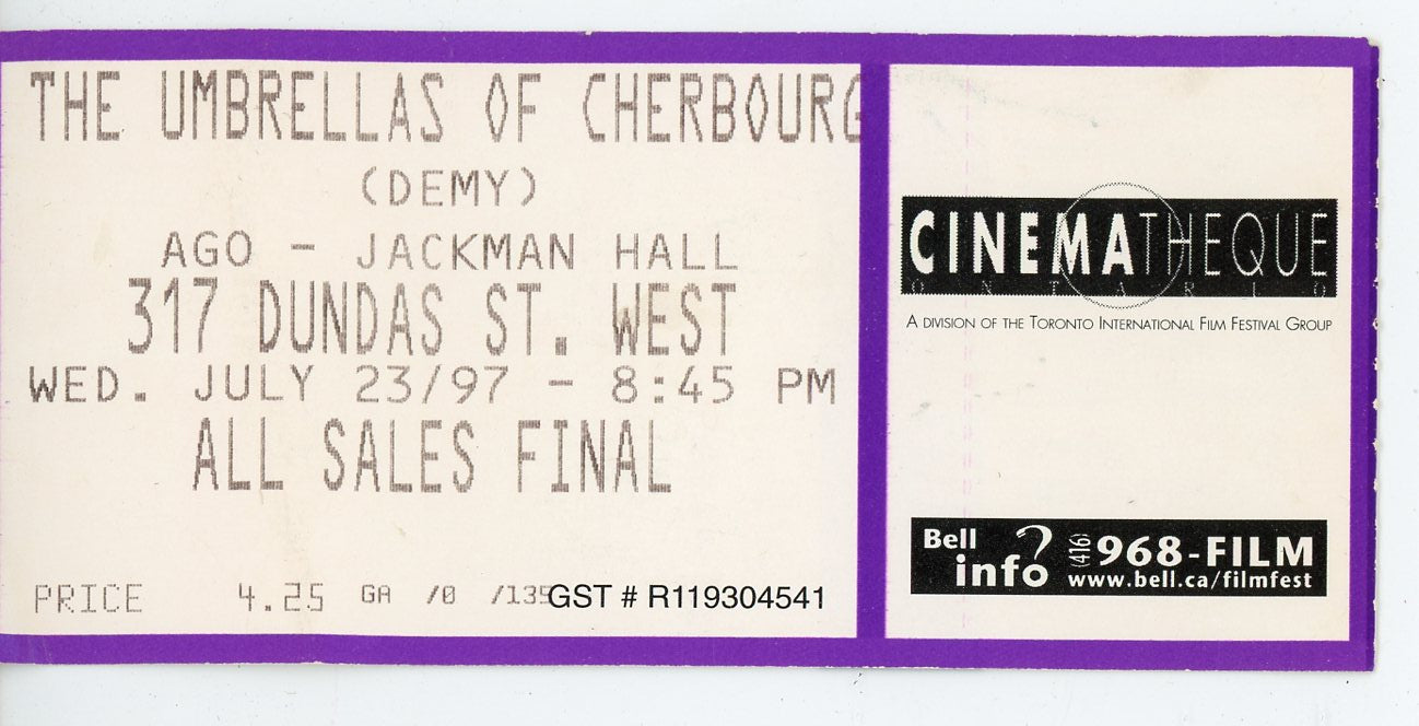 The Umbrella of Cherbourg (1997) Vintage Movie Pass Cinematheque Ontario