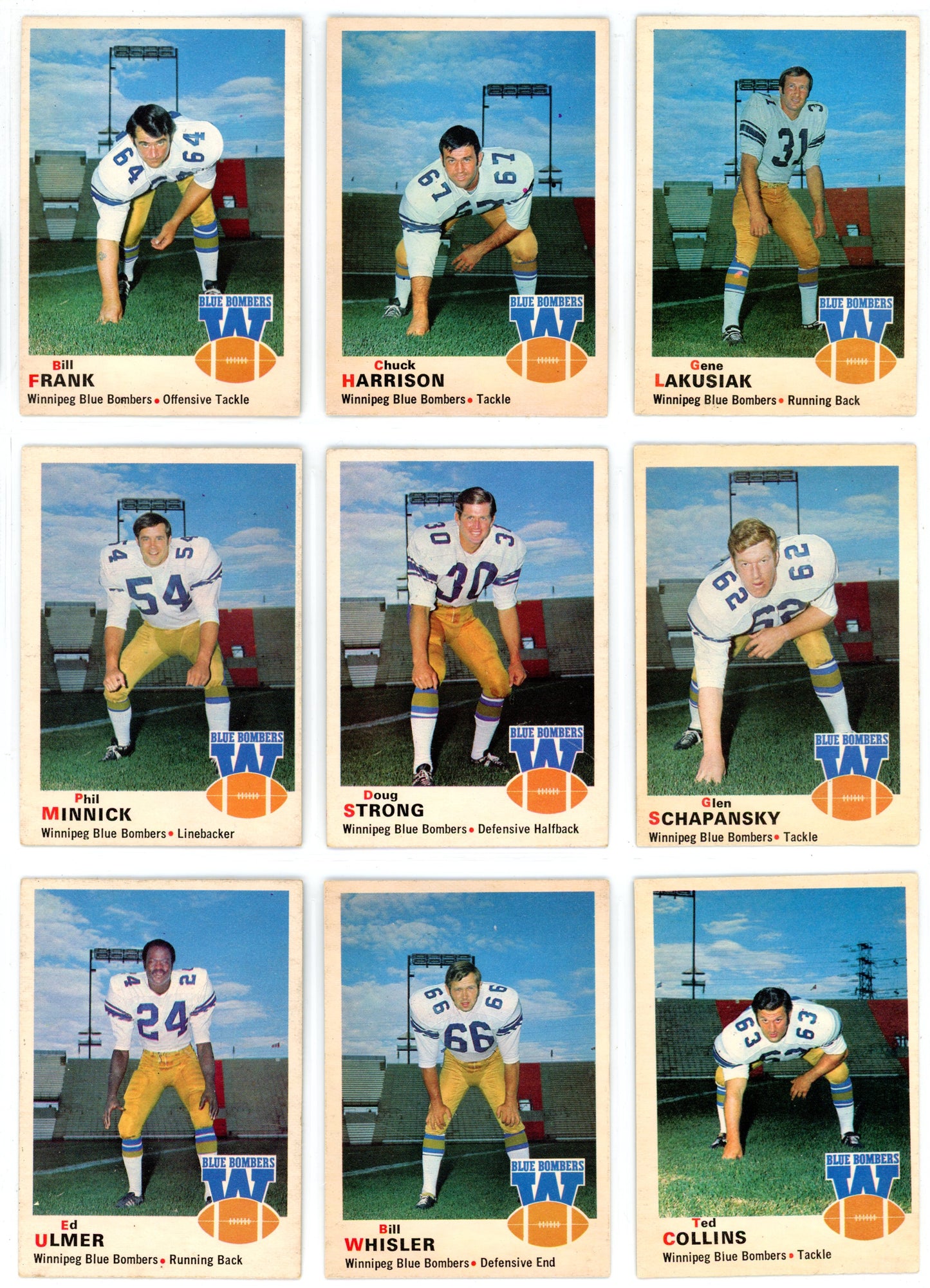1970 OPC O-Pee-Chee CFL Football Complete Set (115 Cards) EX+ Marked Checklist