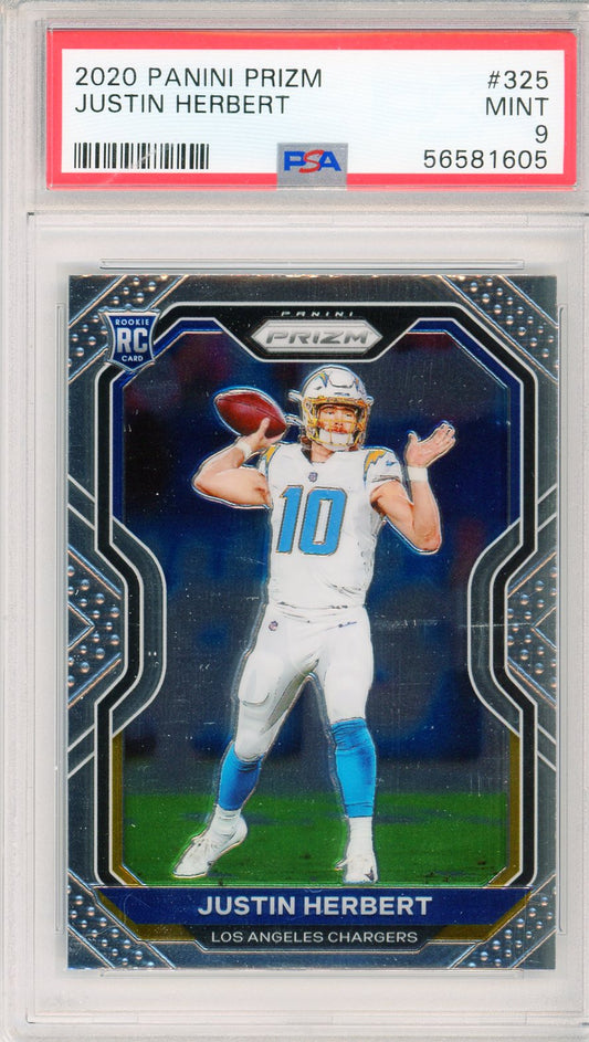 2020 Panini Prizm Justin Herbert #325 Graded Rookie Card PSA 9