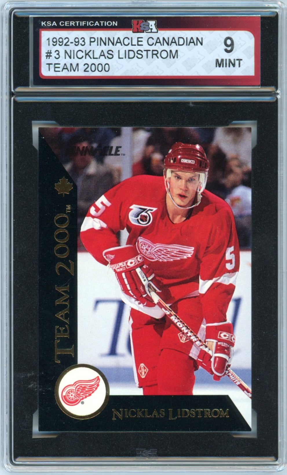1992/93 Pinnacle Canadian Nicklas Lidstrom #3 Team 2000 Graded Hockey Card KSA 9