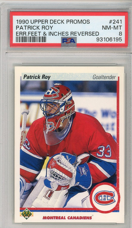 1990 Upper Deck Promos Patrick Roy Graded Hockey Card PSA 8 Printing Error