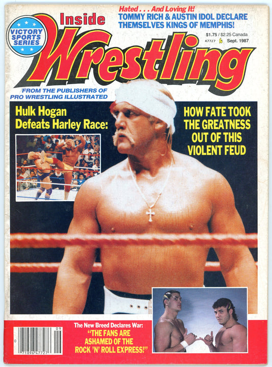 Inside Wrestling Vintage Magazine (September, 1987) Hulk Hogan vs. Harley Race