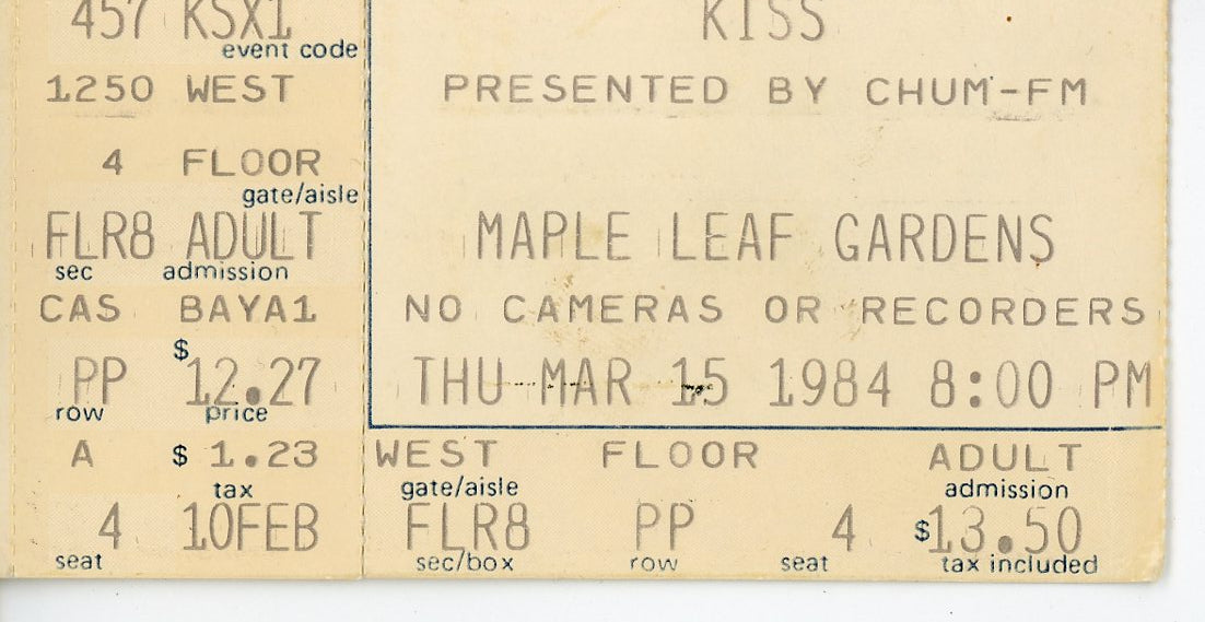 KISS Vintage Concert Ticket Maple Leaf Gardens (Toronto 1984)