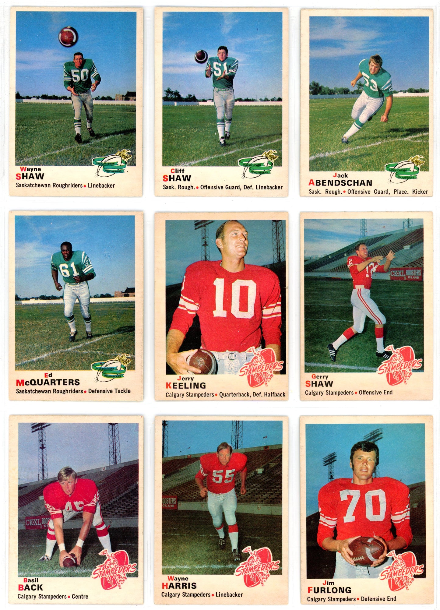 1970 OPC O-Pee-Chee CFL Football Complete Set (115 Cards) EX+ Marked Checklist