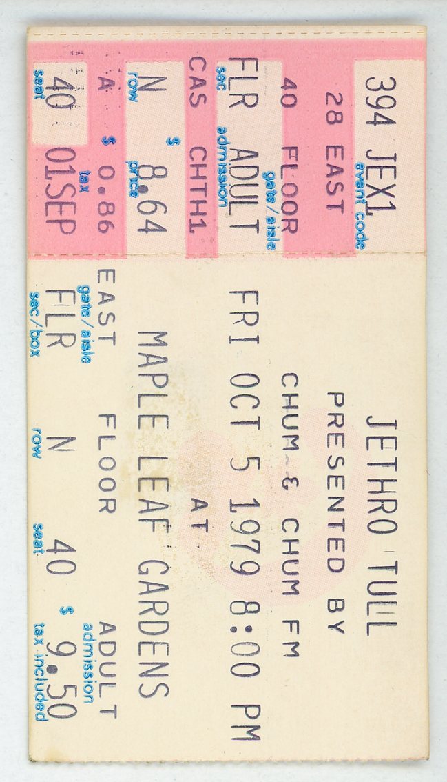 Jethro Tull Vintage Concert Ticket Maple Leaf Gardens (Toronto, 1979)