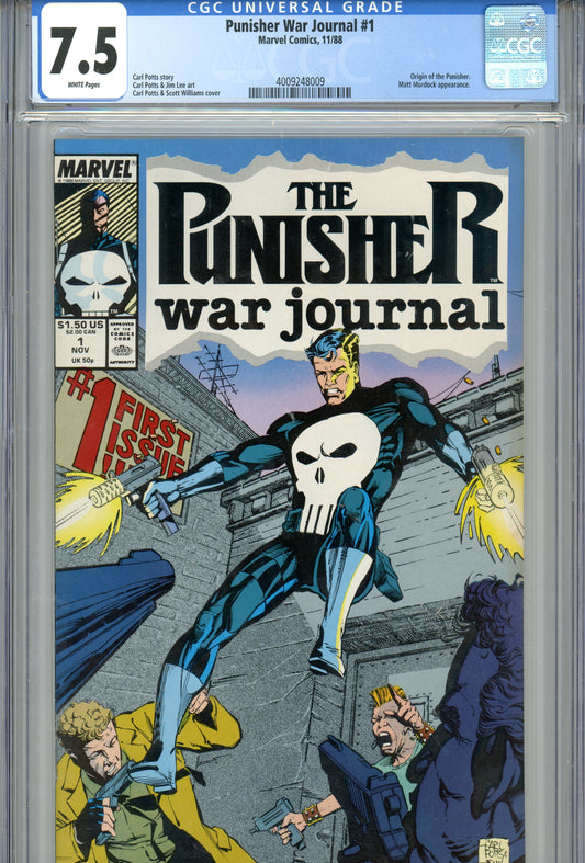 1988 The Punisher War Journal #1 Graded Comic Book Origin of The Punisher CGC 7.5