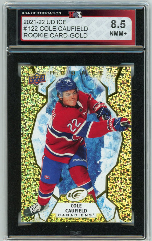 2021/22 Upper Deck Ice Cole Caufield Gold Graded Rookie Card KSA 8.5