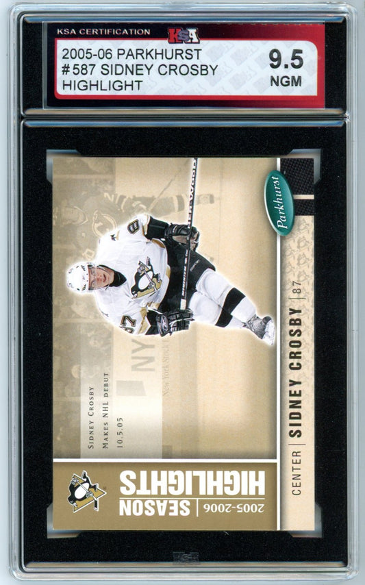 2005/06 Parkhurst Sidney Crosby Highlight #587 Graded Hockey Rookie Card KSA 9.5