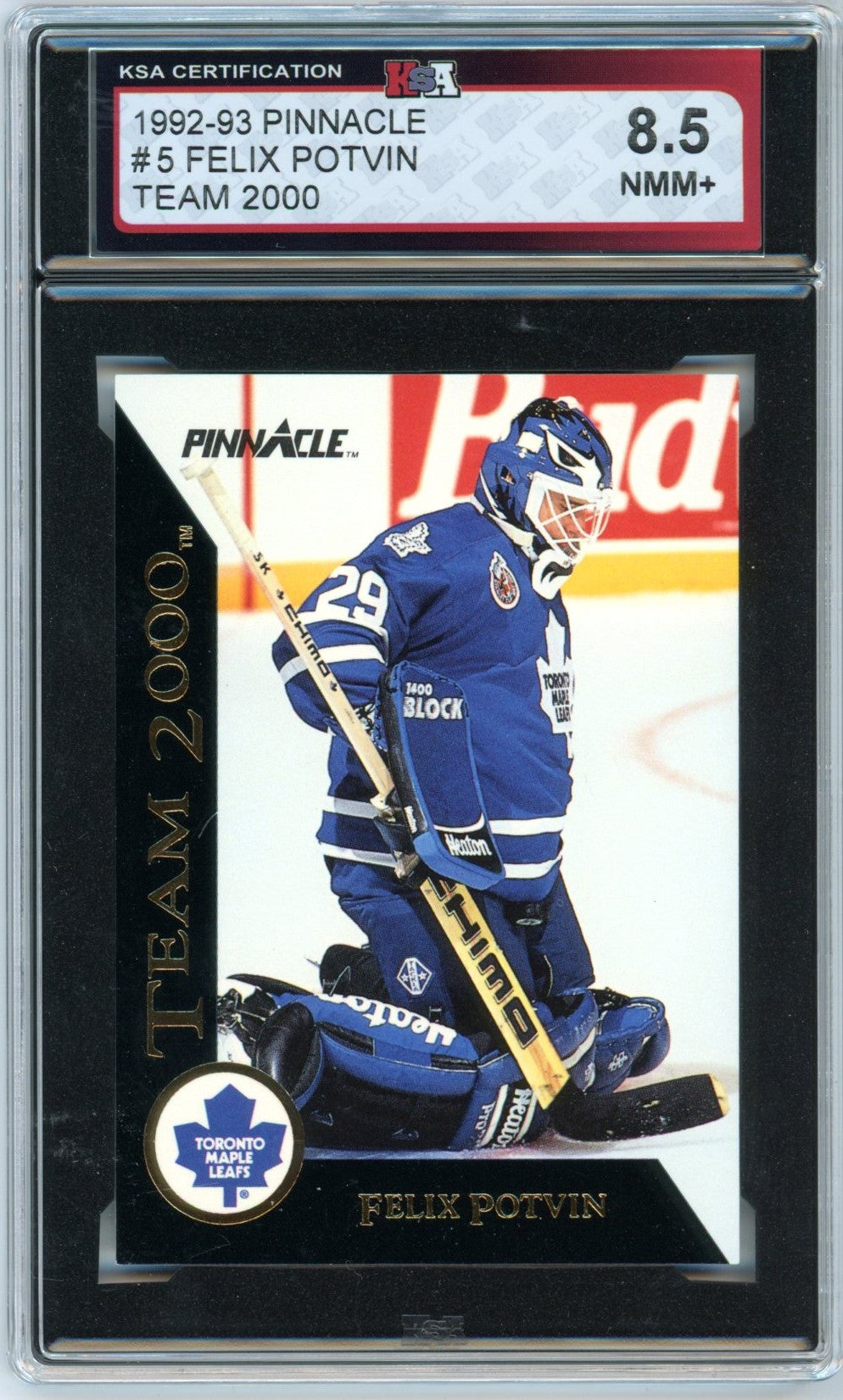 1992/93 Pinnacle Felix Potvin #5 Team 2000 Graded Hockey Card KSA 8.5