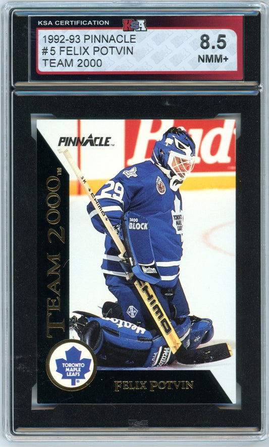 1992/93 Pinnacle Felix Potvin #5 Team 2000 Graded Hockey Card KSA 8.5