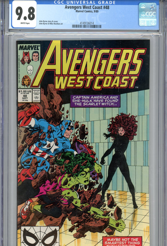 1989 Avengers West Coast #48 Graded Comic Book Captain America / She-Hulk / Scarlet Witch CGC 9.8