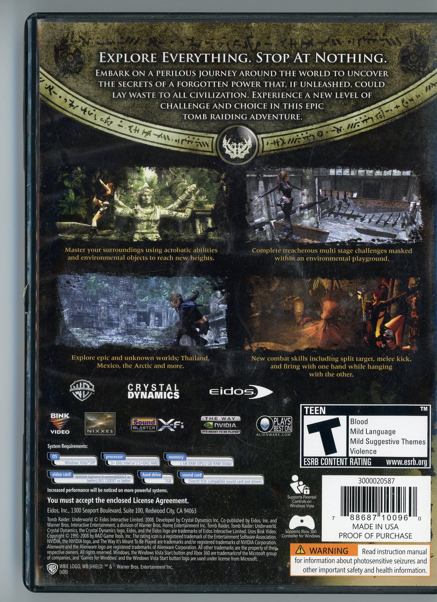 2009 Crystal Dynamics Tomb Raider: Underworld PC Video Game Disc In Box