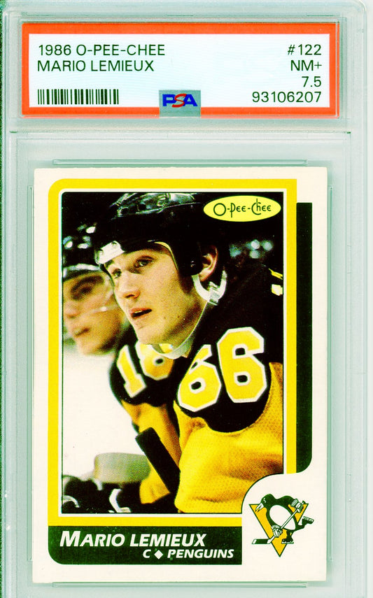 1986 O-Pee-Chee Mario Lemieux #122 Graded Hockey Card PSA 7.5