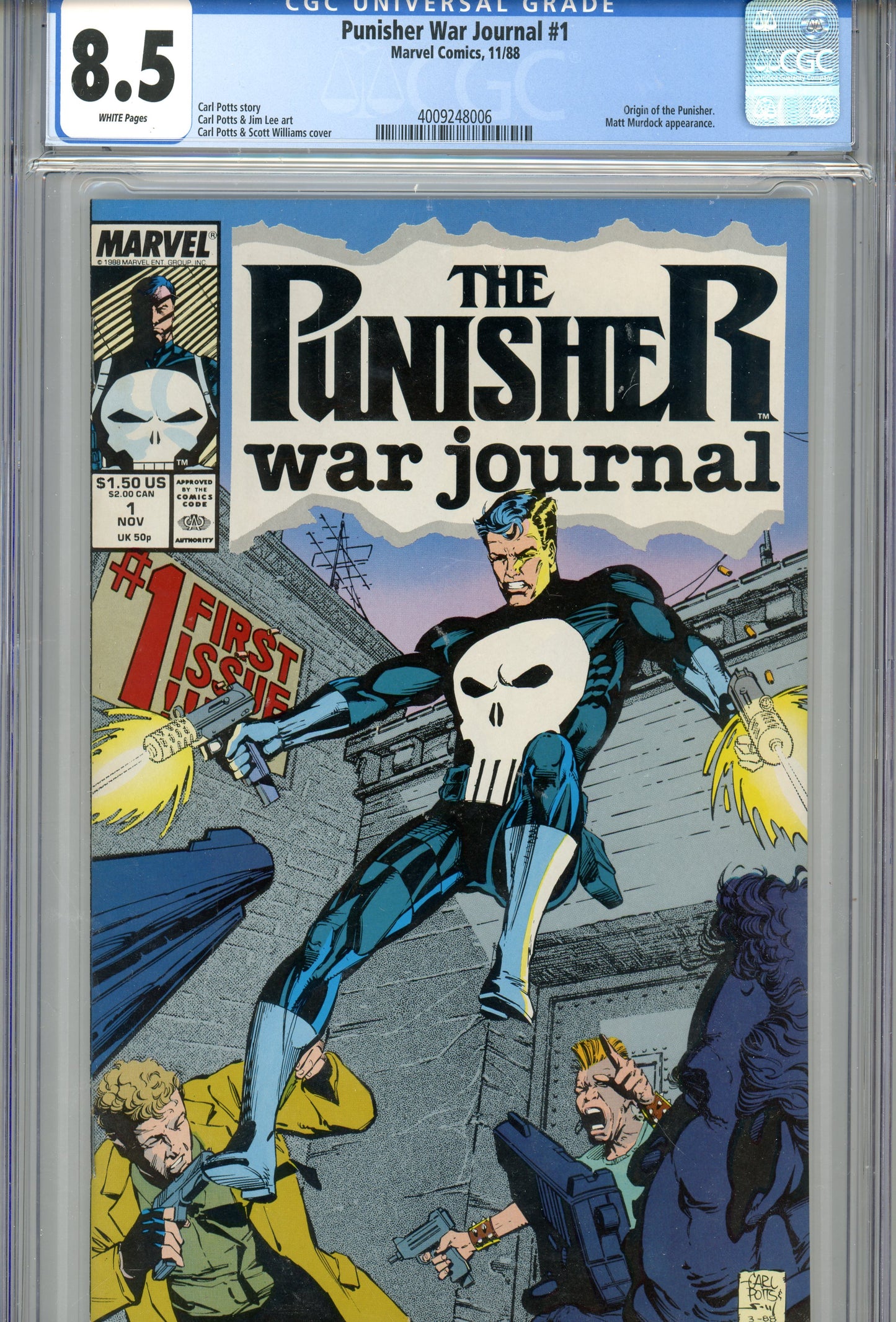 1988 The Punisher War Journal #1 Graded Comic Book Origin of The Punisher CGC 8.5