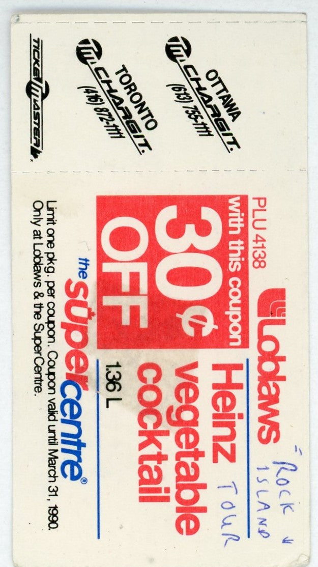 Jethro Tull Vintage Concert Ticket Copps Coliseum (Hamilton, 1989)