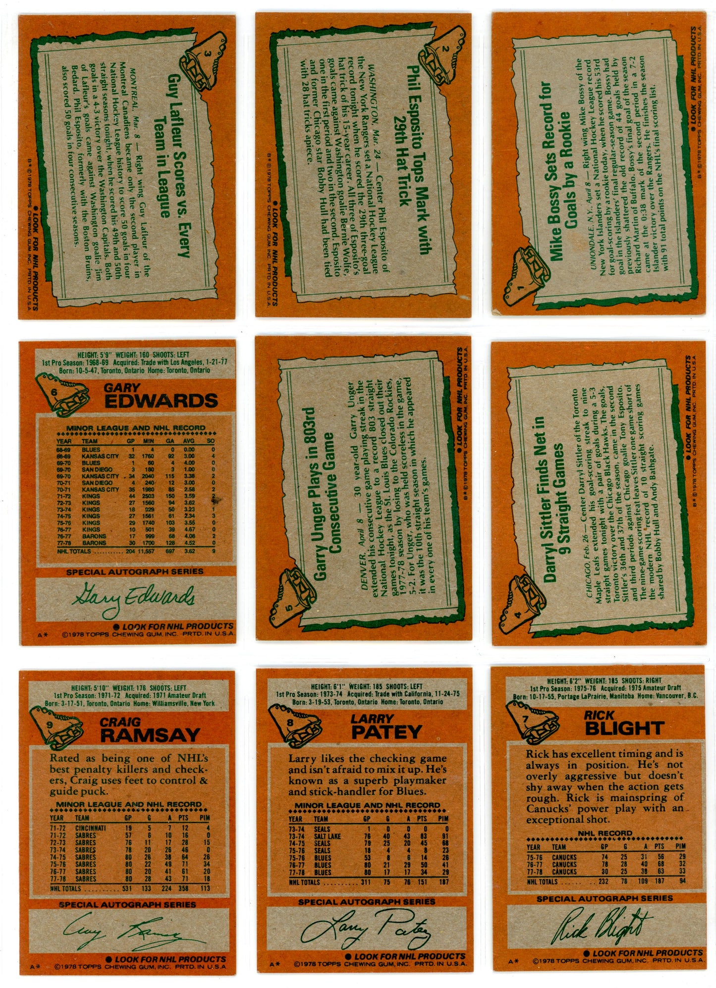 1978/79 Topps NHL Hockey Set (262/264 Cards) Missing #263-264