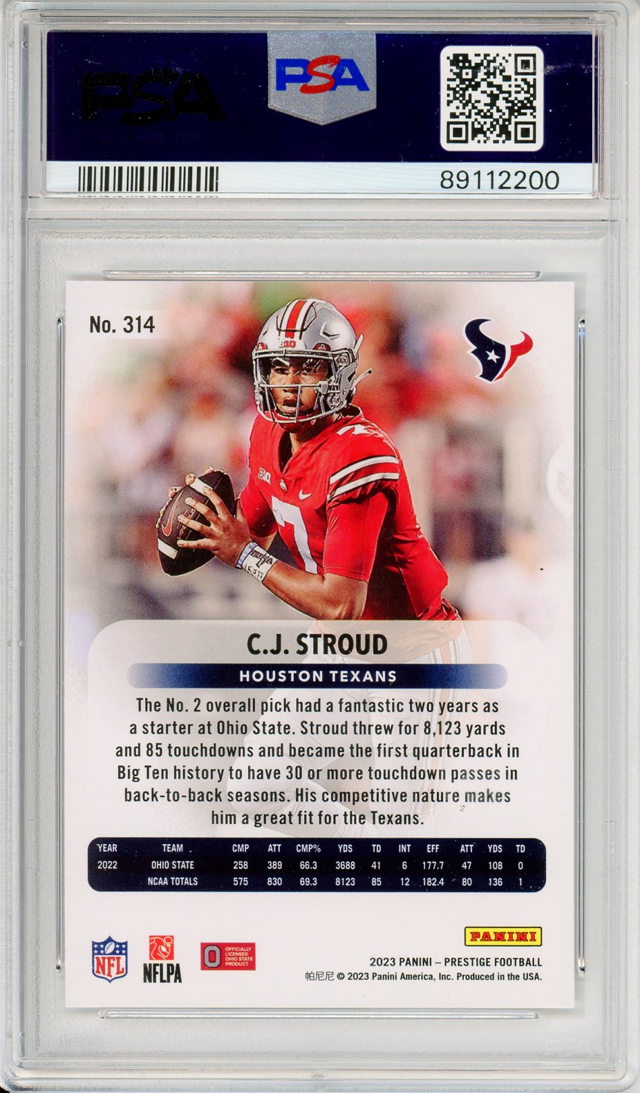 2023 Prestige CJ Stroud #314 Graded Rookie Card PSA 10