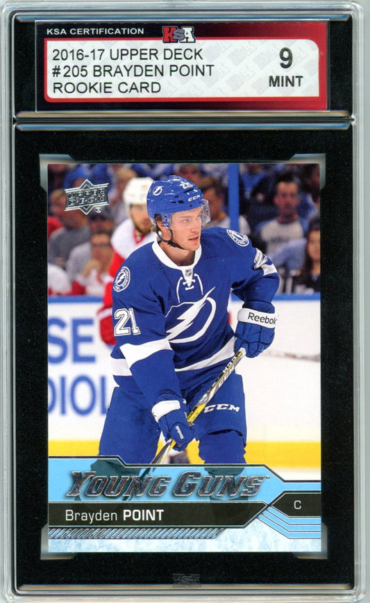 2016/17 Upper Deck Brayden Point #205 Graded Young Guns Rookie Card KSA 9