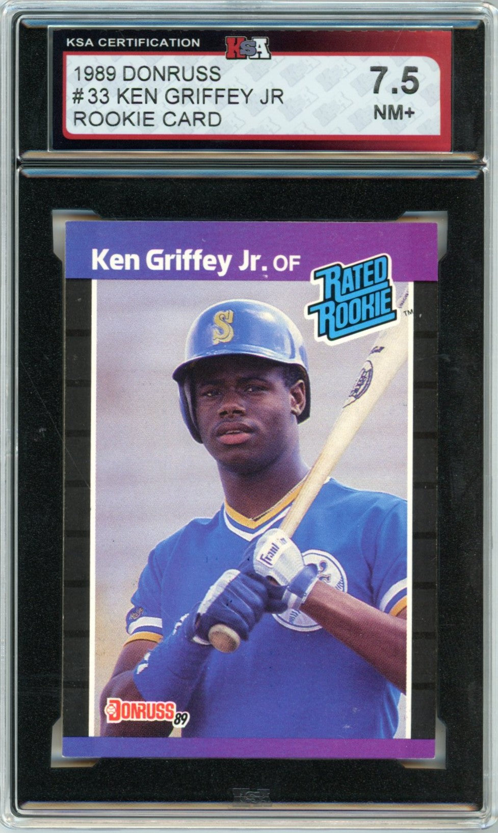 1989 Donruss Ken Griffey Jr. Graded Rookie Card #33 KSA 7.5