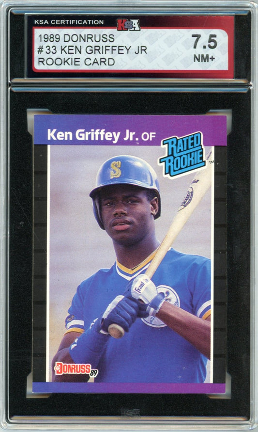 1989 Donruss Ken Griffey Jr. Graded Rookie Card #33 KSA 7.5