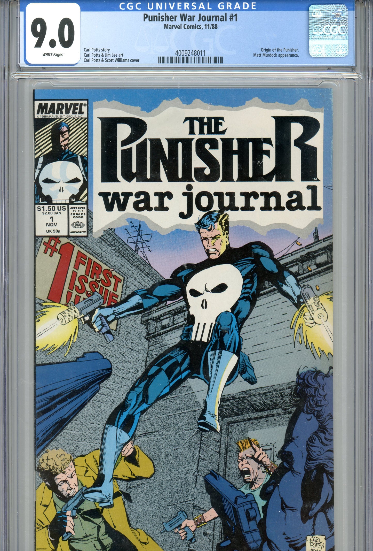 1988 The Punisher War Journal #1 Graded Comic Book Origin of The Punisher CGC 9.0