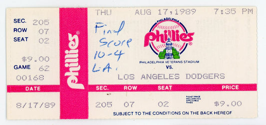 Philadelphia Phillies Vs. LA Dodgers Philadelphia Veterans Stadium (Philadelphia, 1989)