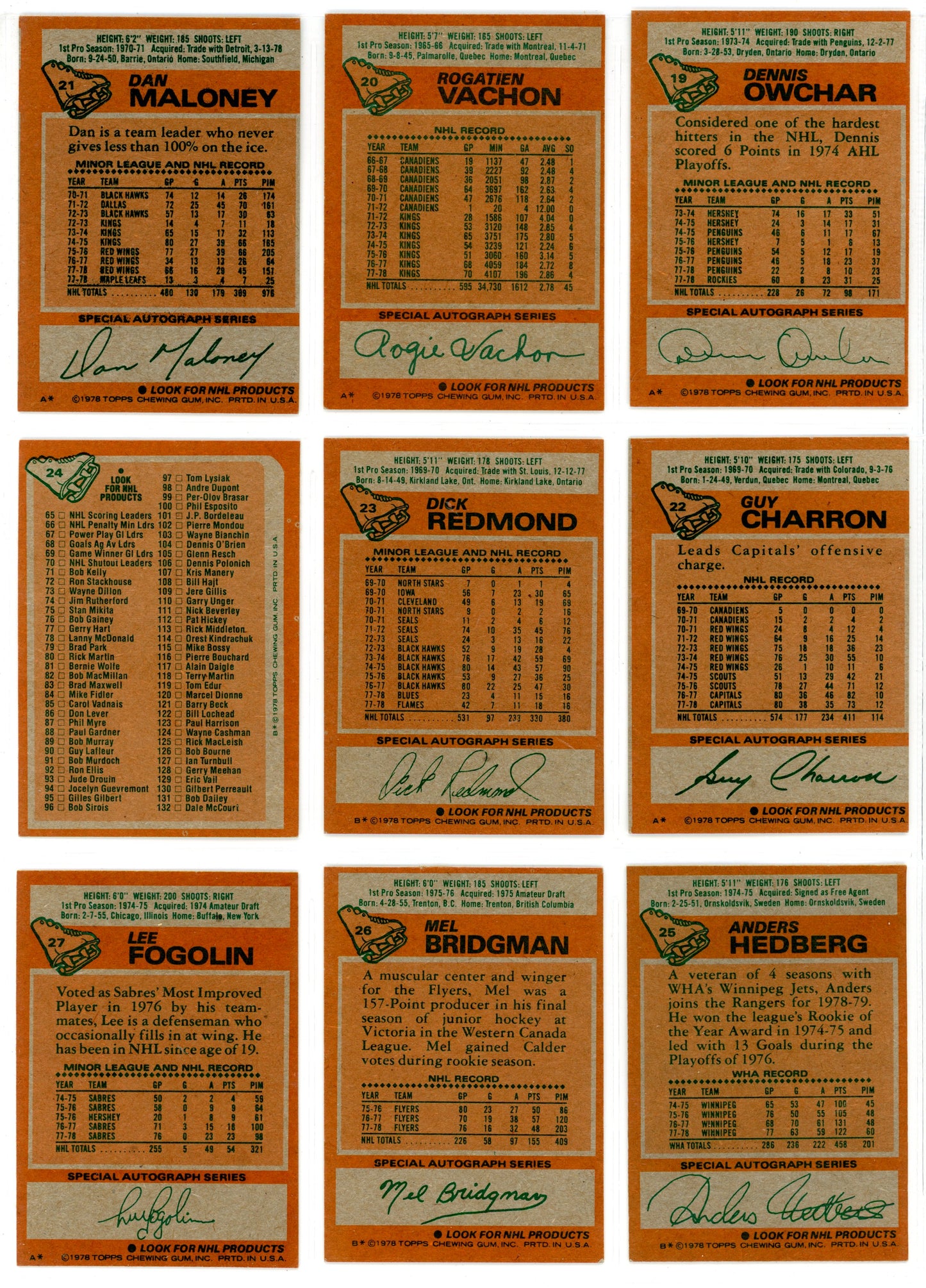 1978/79 Topps NHL Hockey Set (262/264 Cards) Missing #263-264
