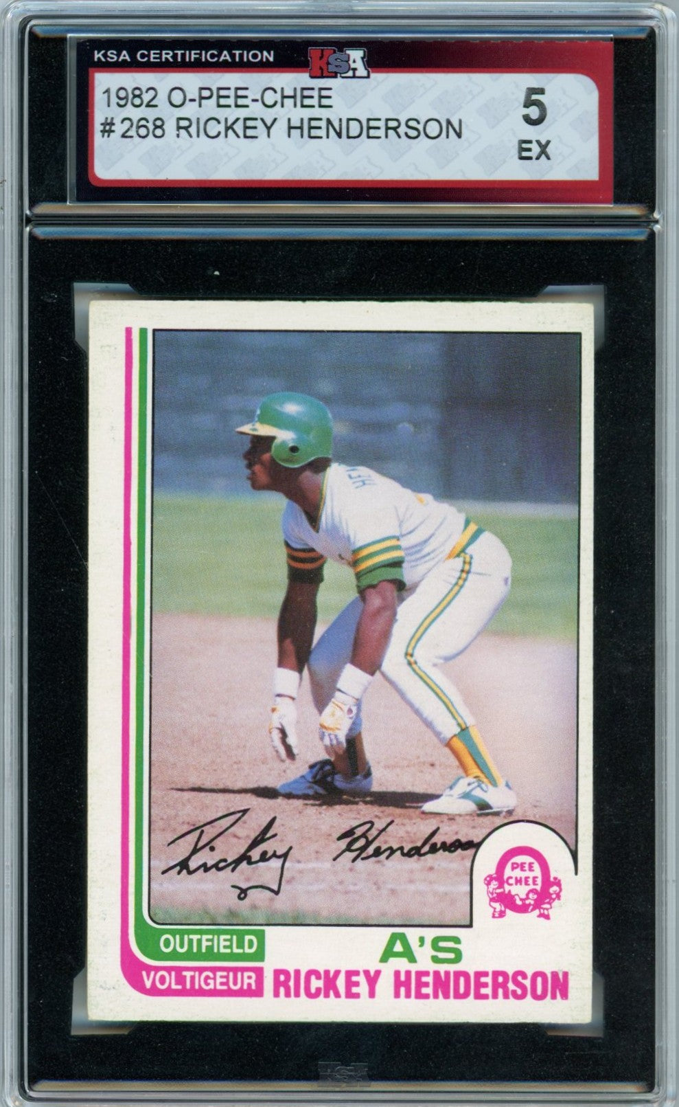 1982 OPC O-Pee-Chee Rickey Henderson Graded Baseball Card #268 KSA 5