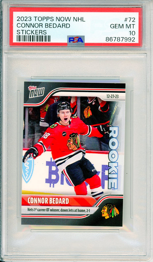 2023 Topps Now NHL Connor Bedard Sticker Graded Rookie Card PSA 10