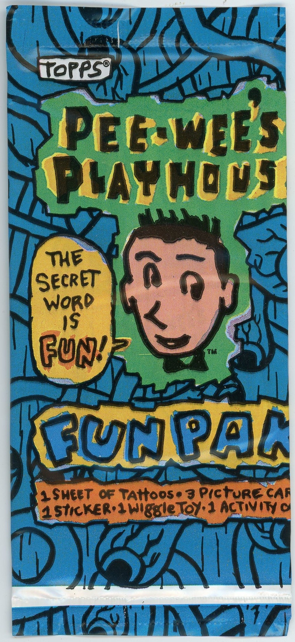 1988 Topps Pee-Wee's Playhouse Fun Pak Trading Card Pack (3 Cards)