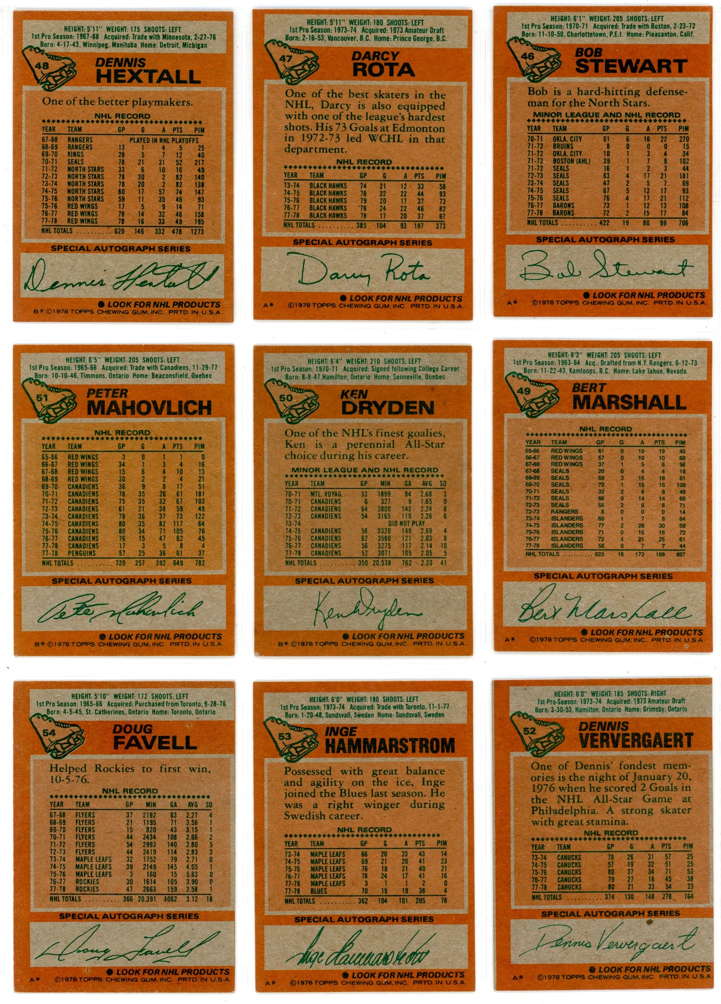 1978/79 Topps NHL Hockey Set (262/264 Cards) Missing #263-264