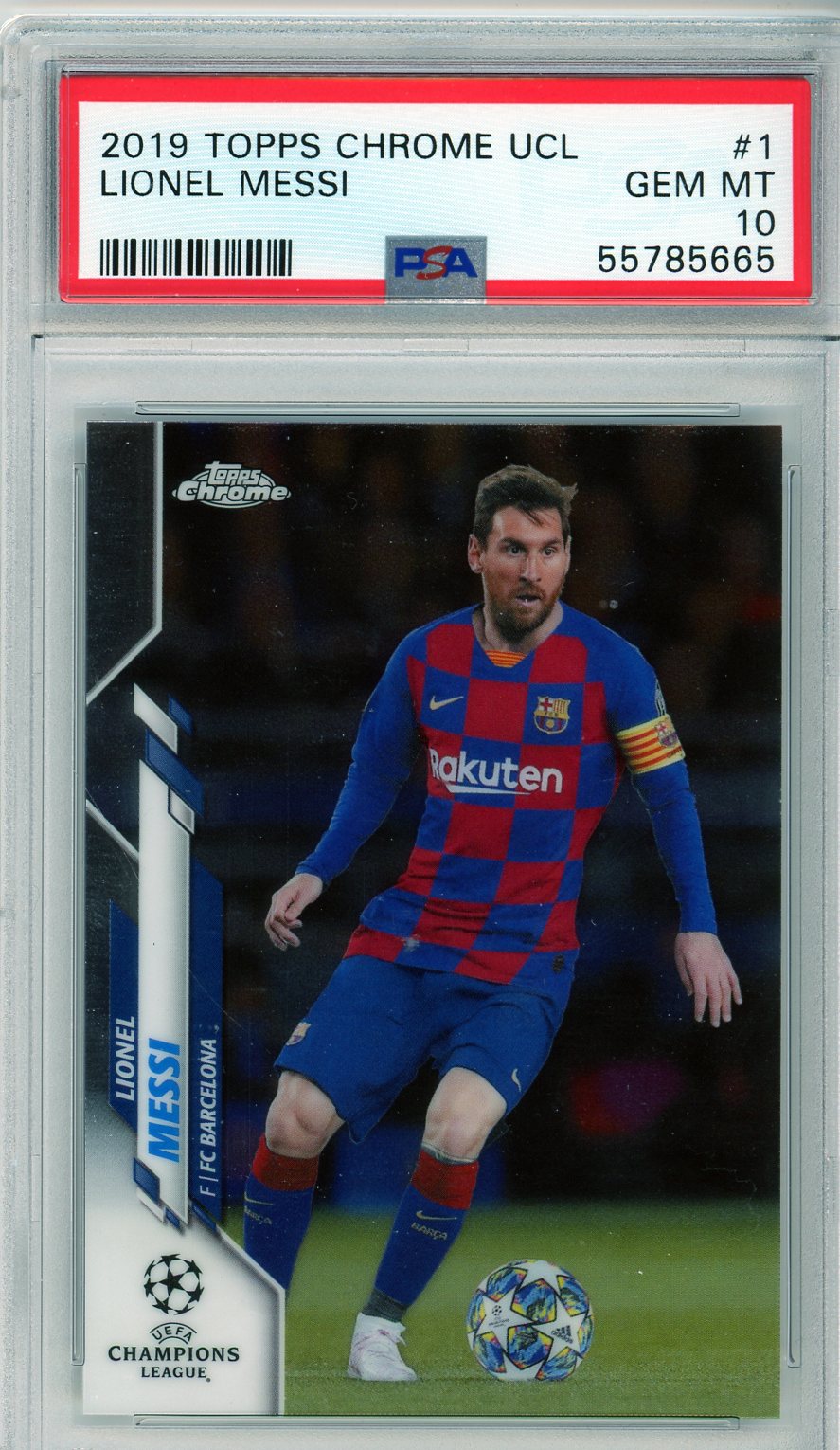 2019 Topps Chrome UEFA Champions League Lionel Messi Graded Soccer Card PSA 10