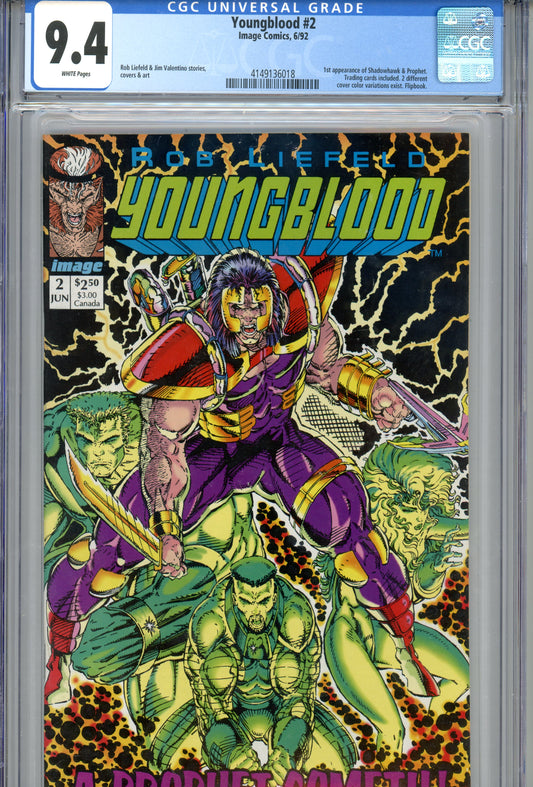 1992 Youngblood #2 Graded Comic Book Prophet 1st Appearance, Blue/Green Color Variation CGC 9.4