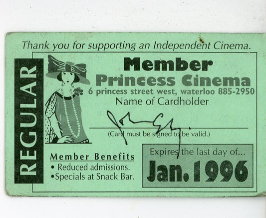 Princess Cinema Membership Pass (Waterloo, 1996)