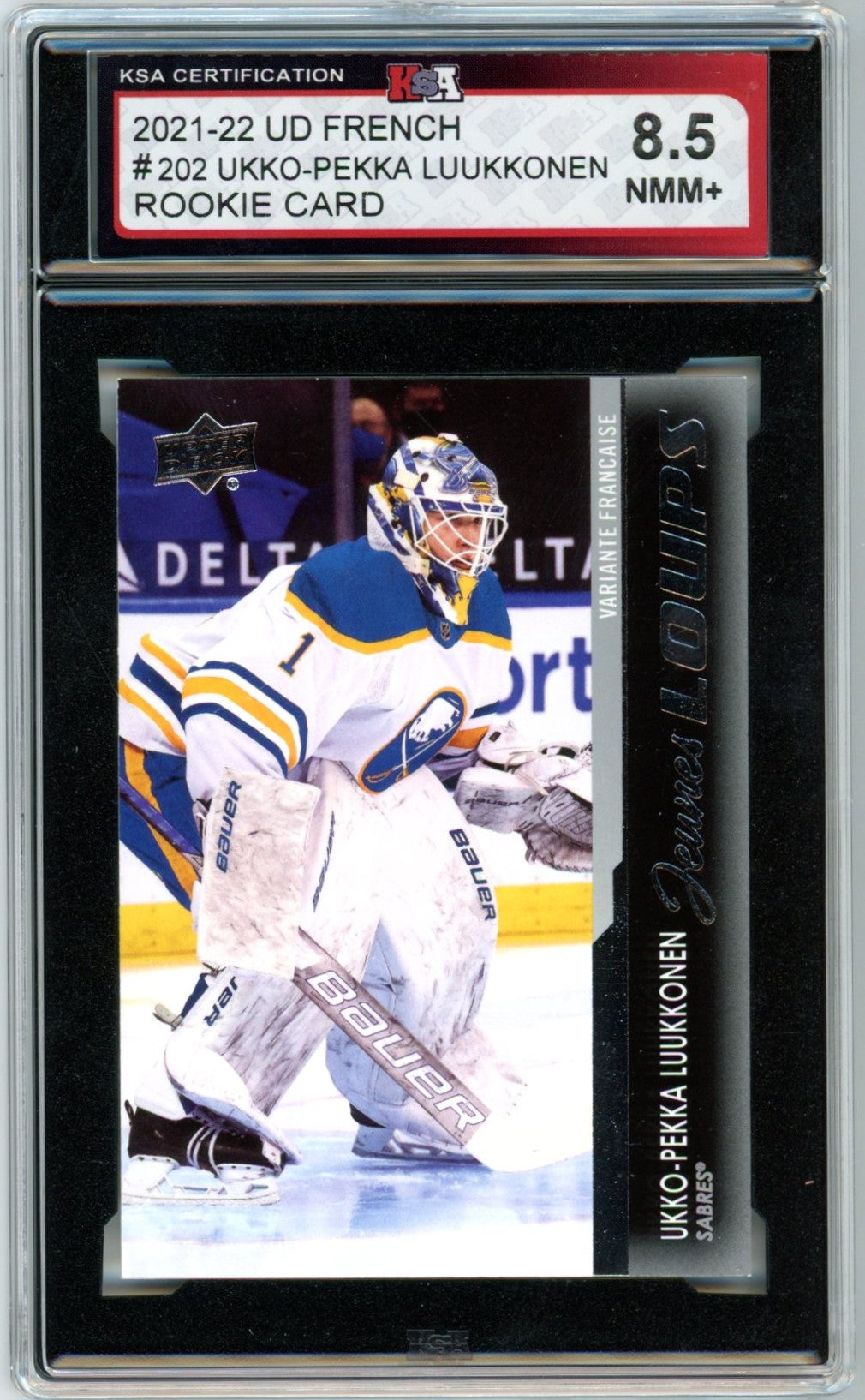 2021/22 Upper Deck French Ukko-Pekka Luukkonen #202 Young Guns Graded Hockey Rookie Card KSA 8.5