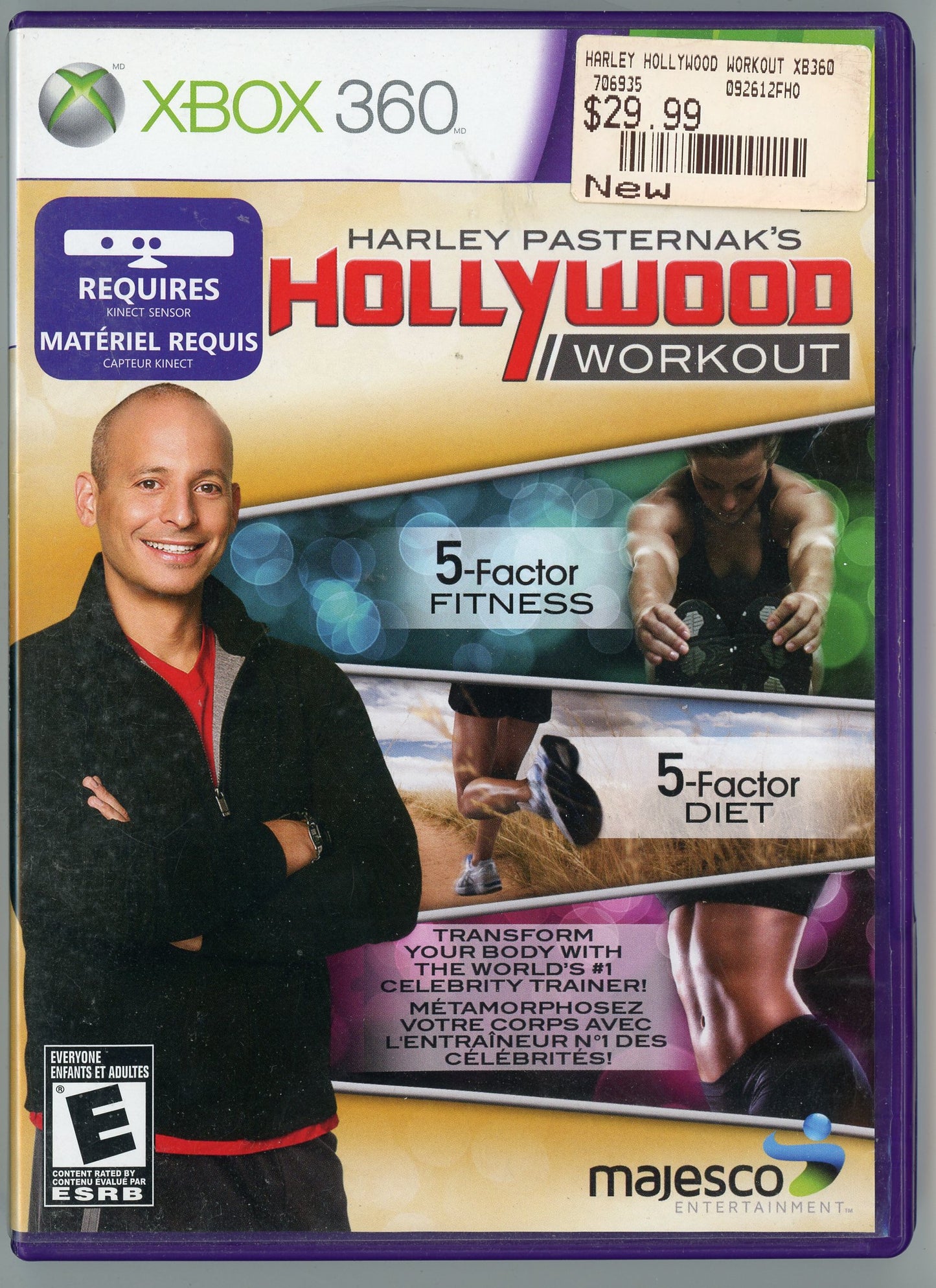 2012 Majesco Harley Pasternak's Hollywood Workout Xbox360 Kinect Video Game Disc In Box