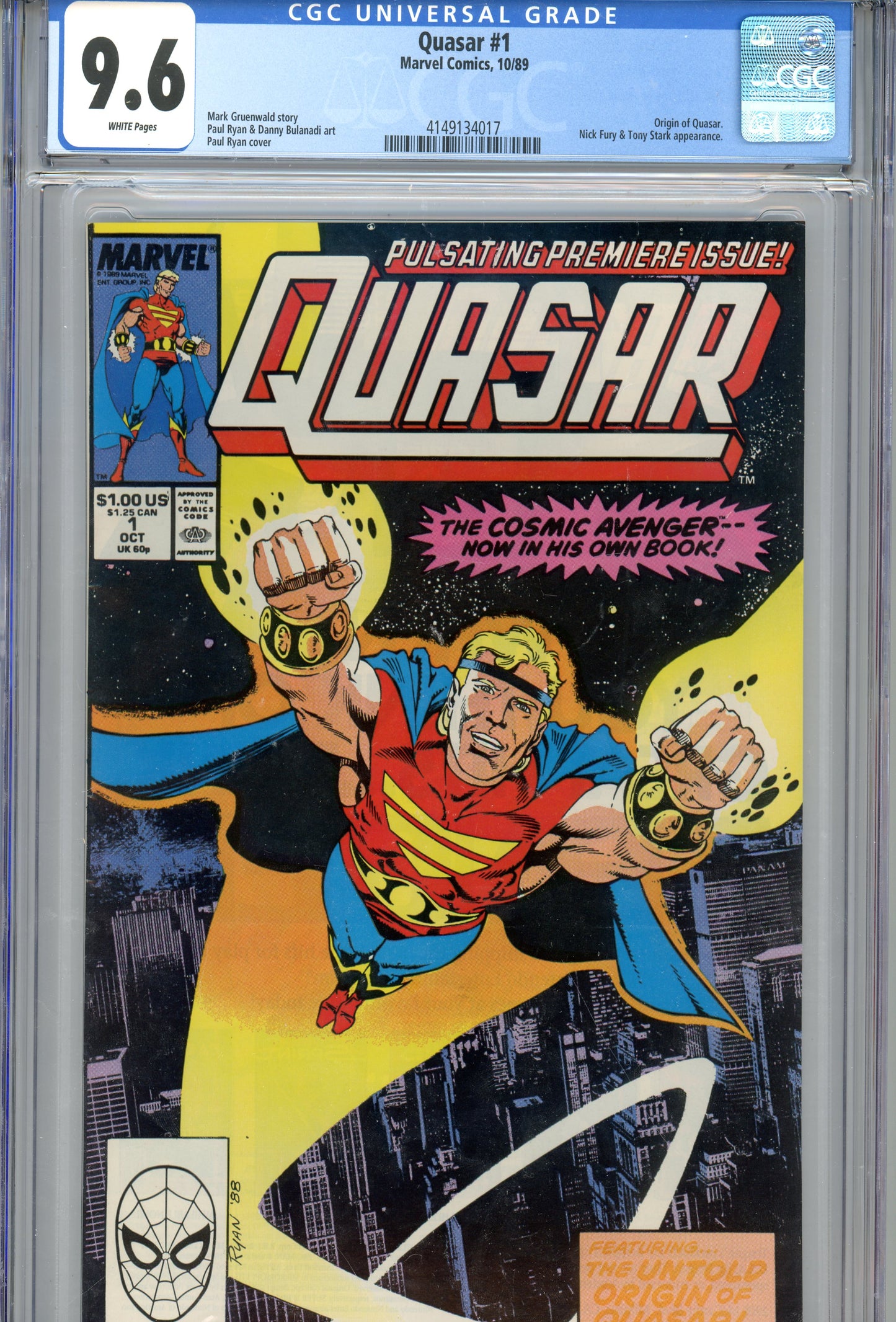 1989 Quasar #1 Graded Comic Book Origin of Quasar CGC 9.6