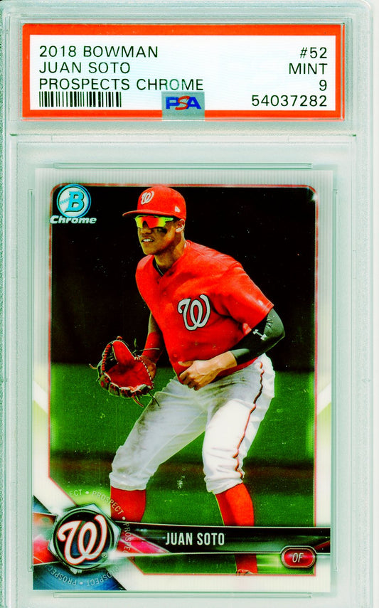 2018 Bowman Chrome Juan Soto Prospects Graded Baseball Card PSA 9