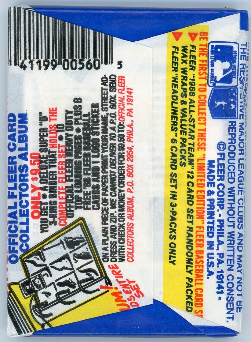 1988 Fleer MLB Baseball Wax Pack (15 Cards)