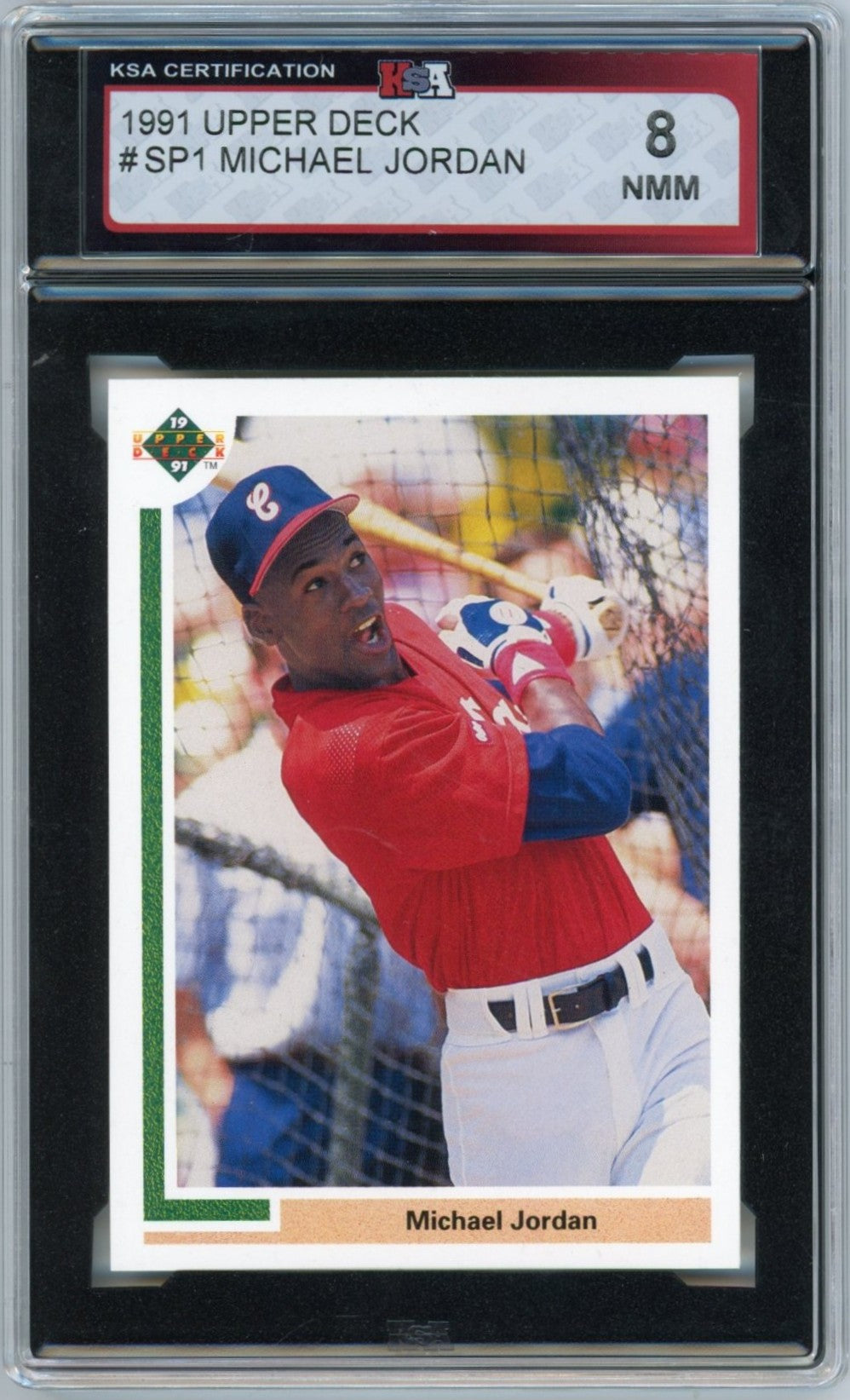1991 Upper Deck Michael Jordan Graded Baseball Rookie Card #SP1 KSA 8